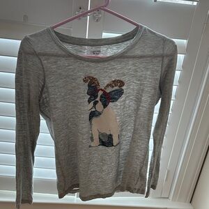 crown & ivy Gray Long Sleeve Kids Tee with Dog and Antlers